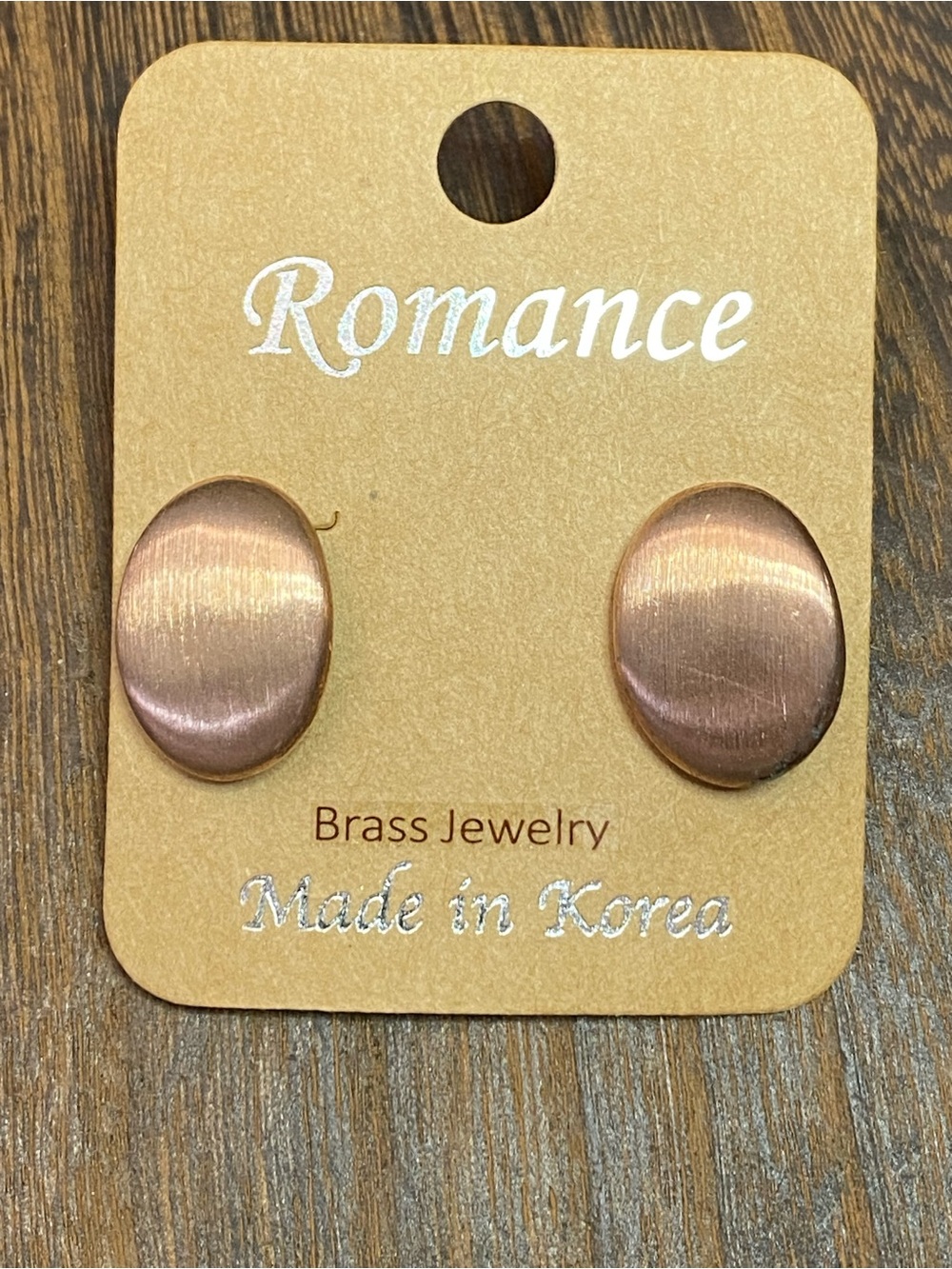 Rose Gold Oval Brass Stud Earrings
